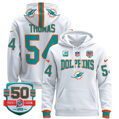 Men's Dolphins 50th 1972 Perfect Season Patch Pullover Hoodie V2 - All Stitched