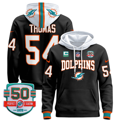 Men's Dolphins 50th 1972 Perfect Season Patch Pullover Hoodie V2 - All Stitched