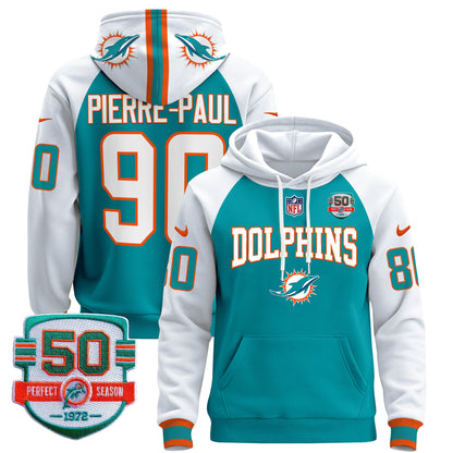 Men's Dolphins 50th 1972 Perfect Season Patch Pullover Hoodie V2 - All Stitched