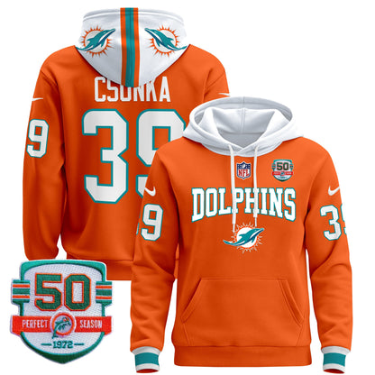 Men's Dolphins 50th 1972 Perfect Season Patch Pullover Hoodie V2 - All Stitched