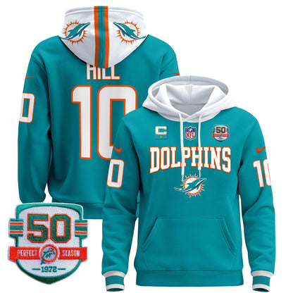 Men's Dolphins 50th 1972 Perfect Season Patch Pullover Hoodie V2 - All Stitched