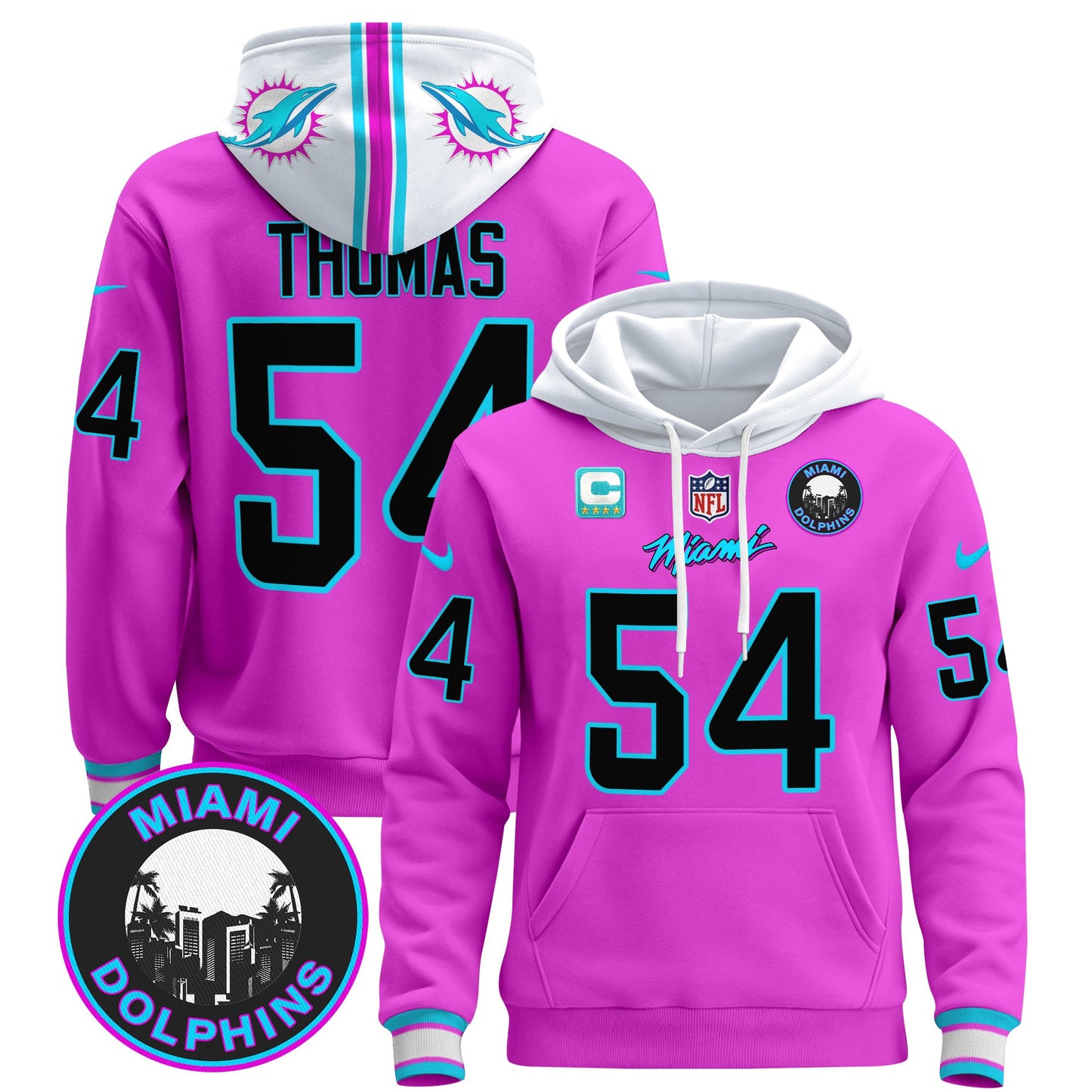 Men's Dolphins "Miami Vice" Pullover Hoodie - All Stitched