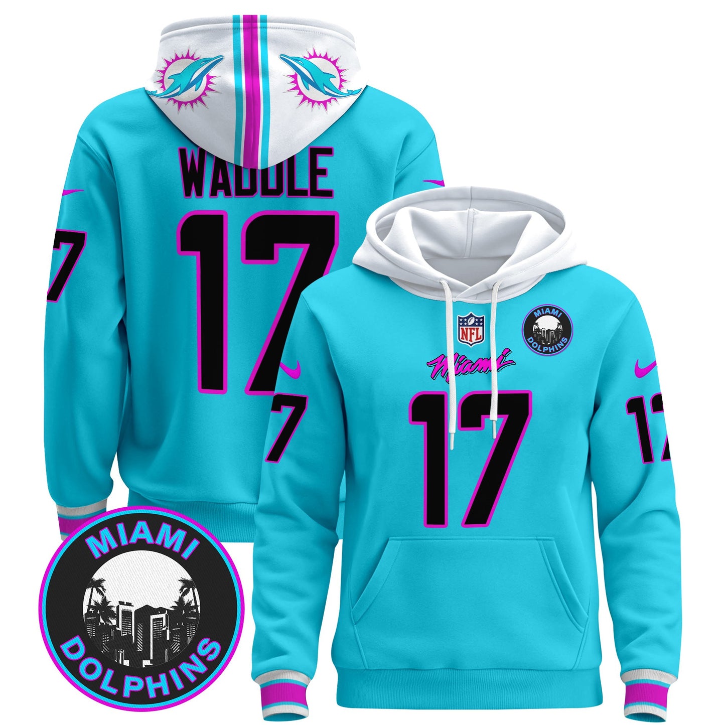Men's Dolphins "Miami Vice" Pullover Hoodie - All Stitched