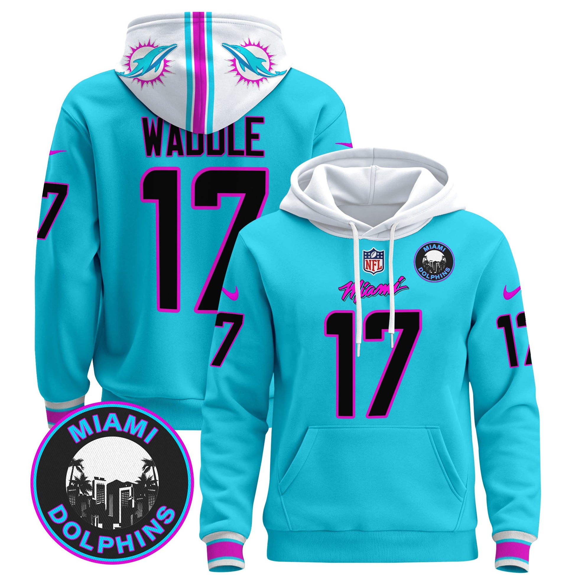 Men's Dolphins "Miami Vice" Pullover Hoodie - All Stitched