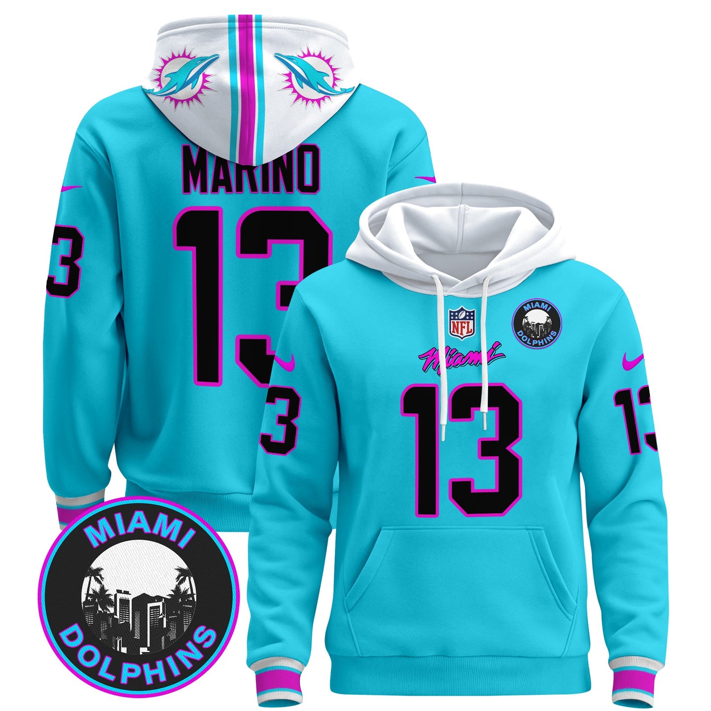 Men's Dolphins "Miami Vice" Pullover Hoodie - All Stitched