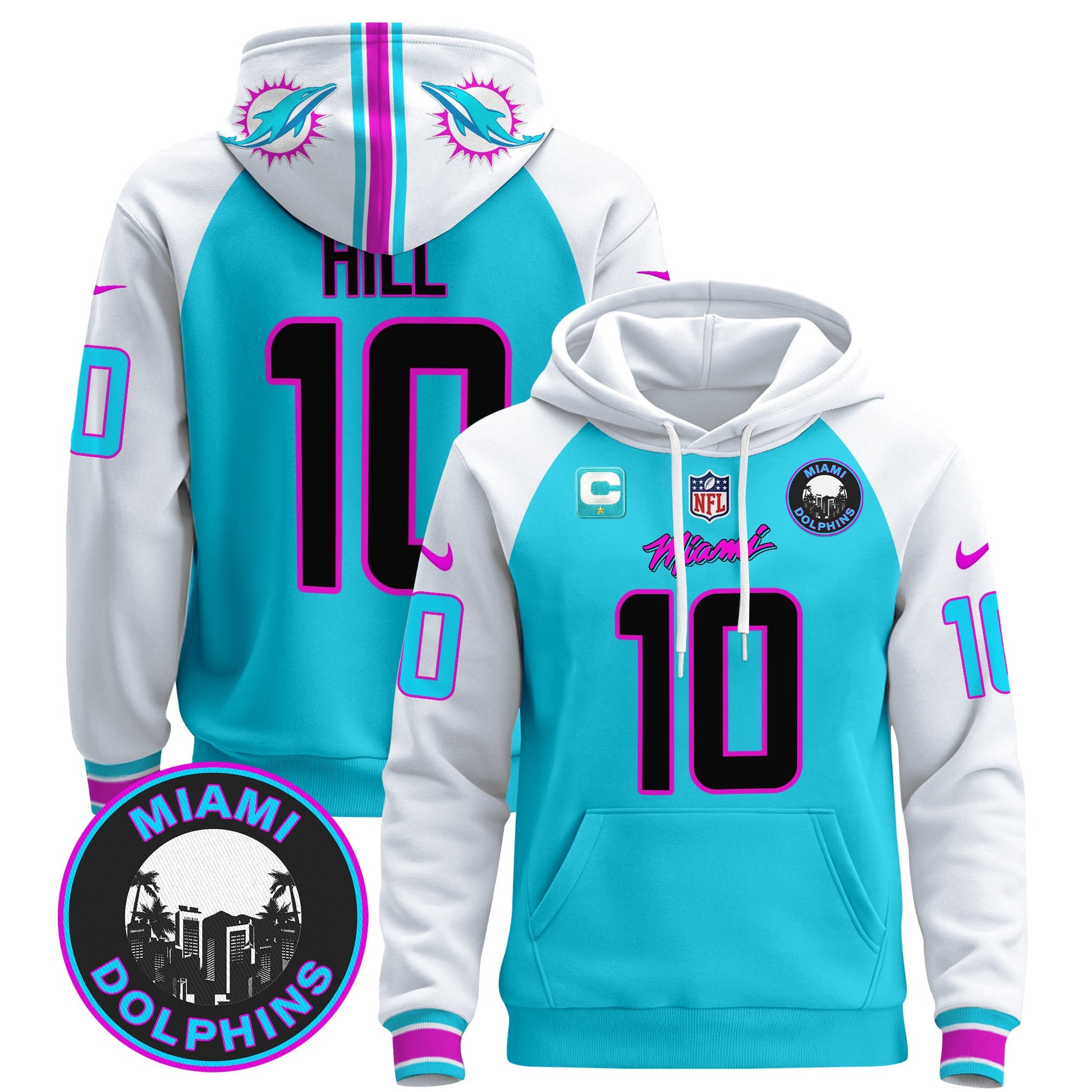 Men's Dolphins "Miami Vice" Pullover Hoodie - All Stitched