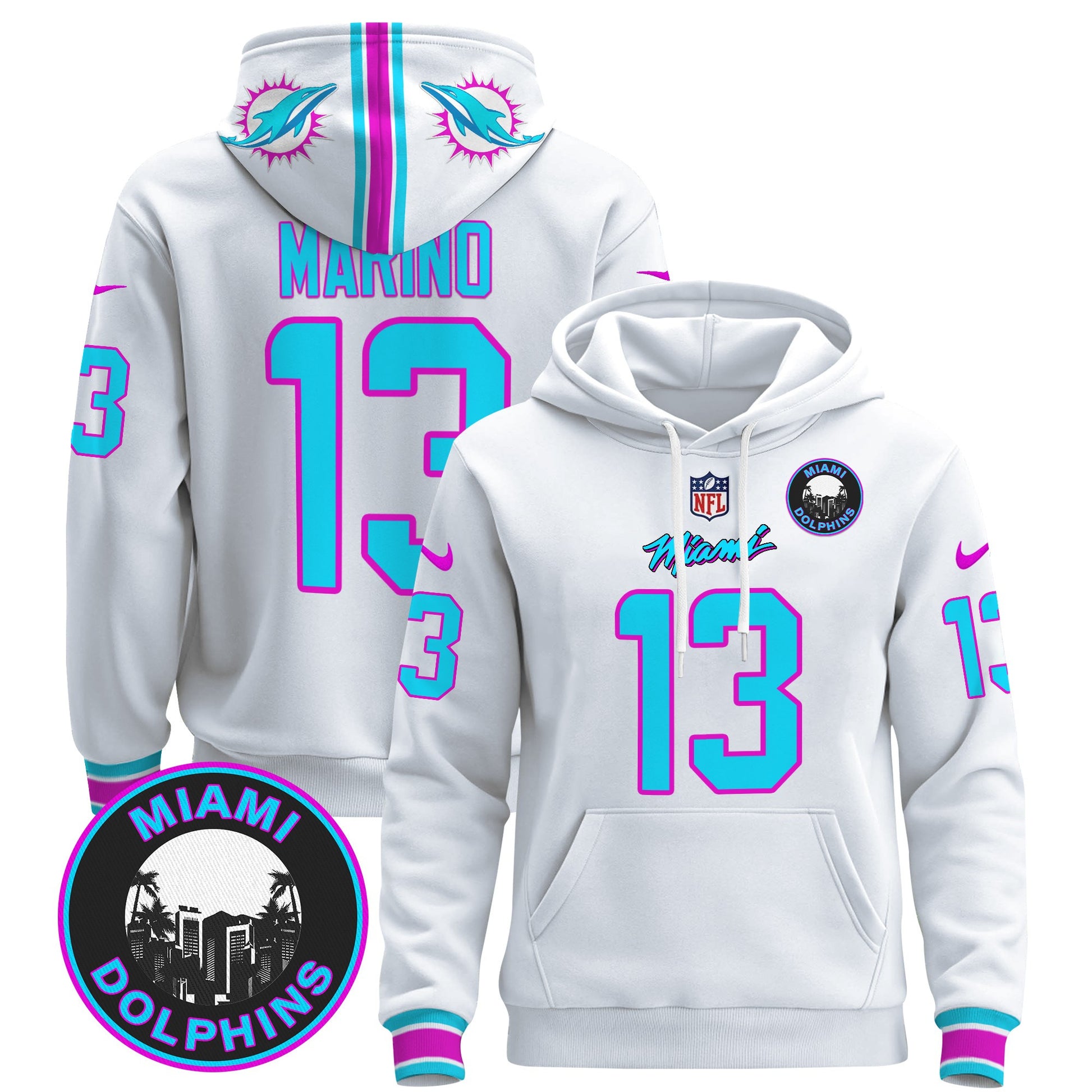 Men's Dolphins "Miami Vice" Pullover Hoodie - All Stitched