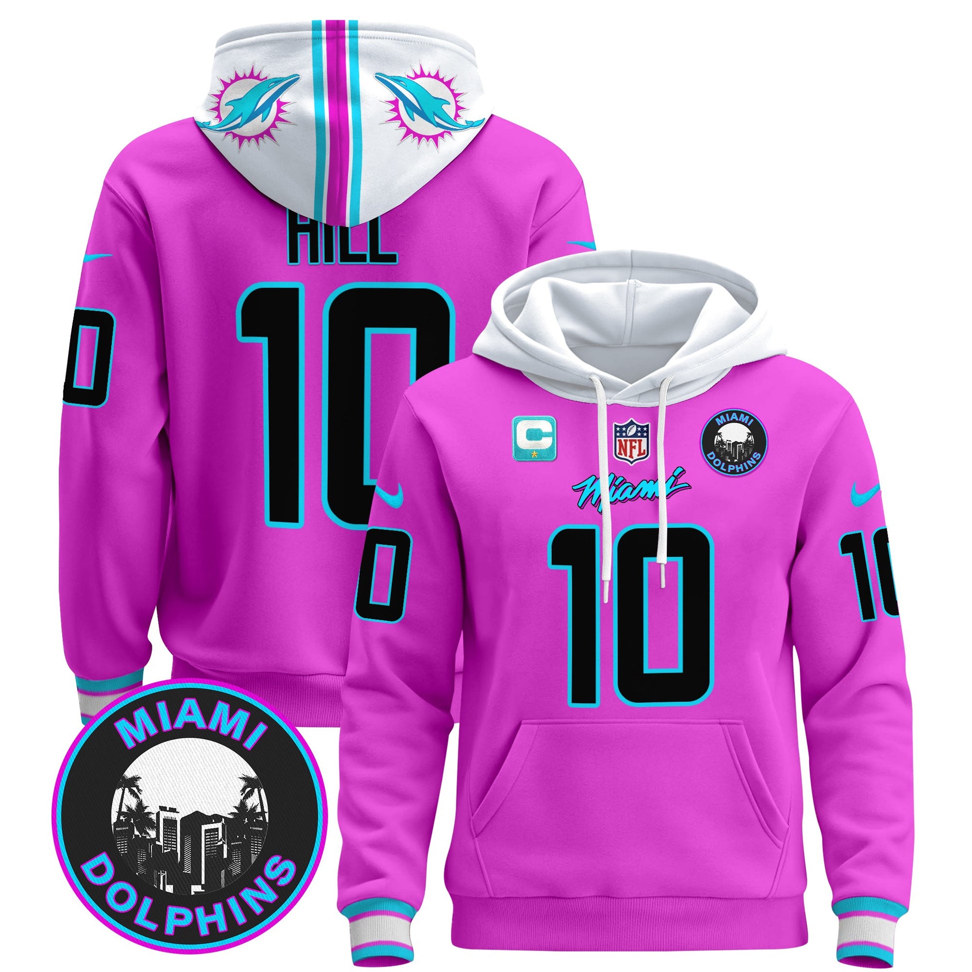 Men's Dolphins "Miami Vice" Pullover Hoodie - All Stitched