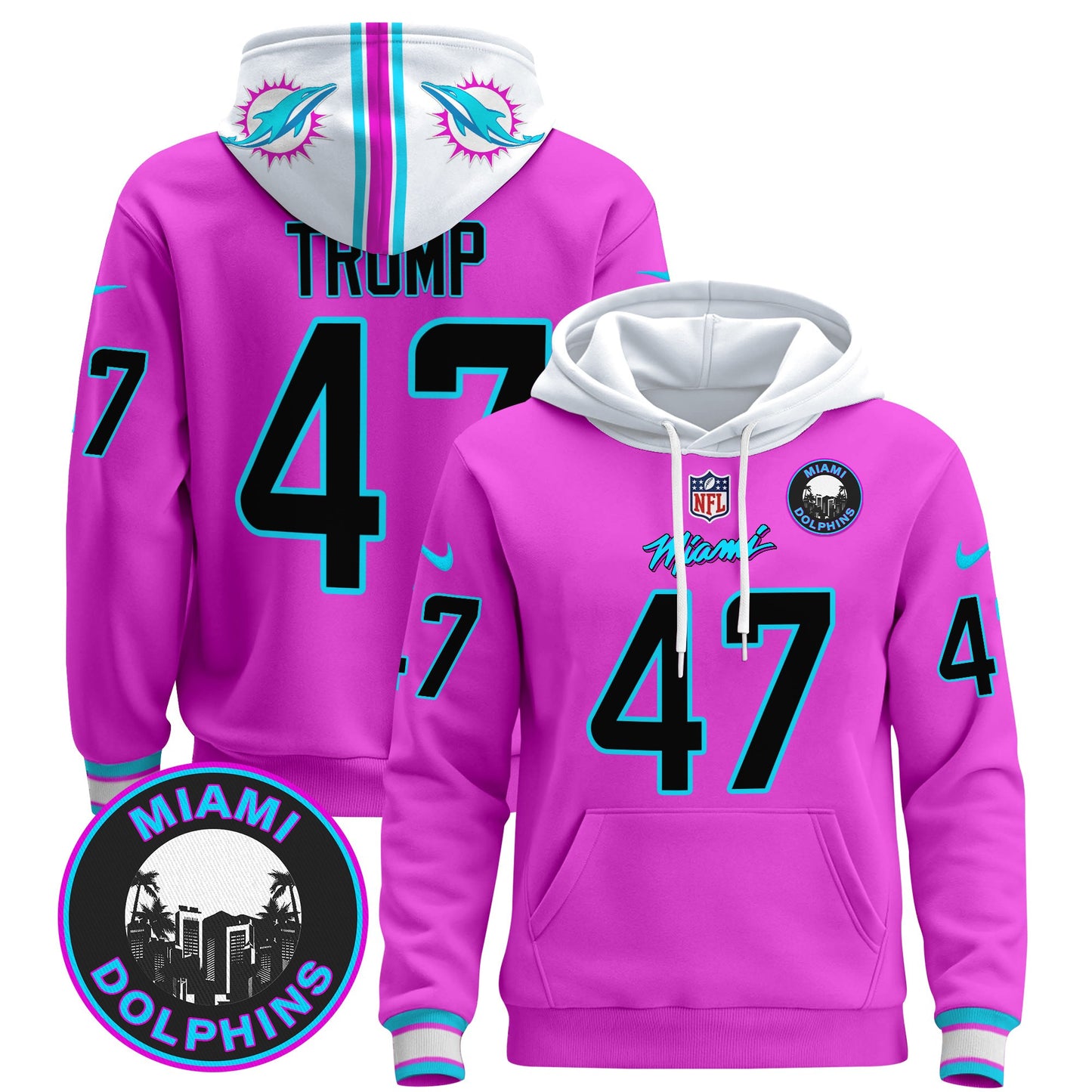 Men's Dolphins "Miami Vice" Pullover Hoodie - All Stitched