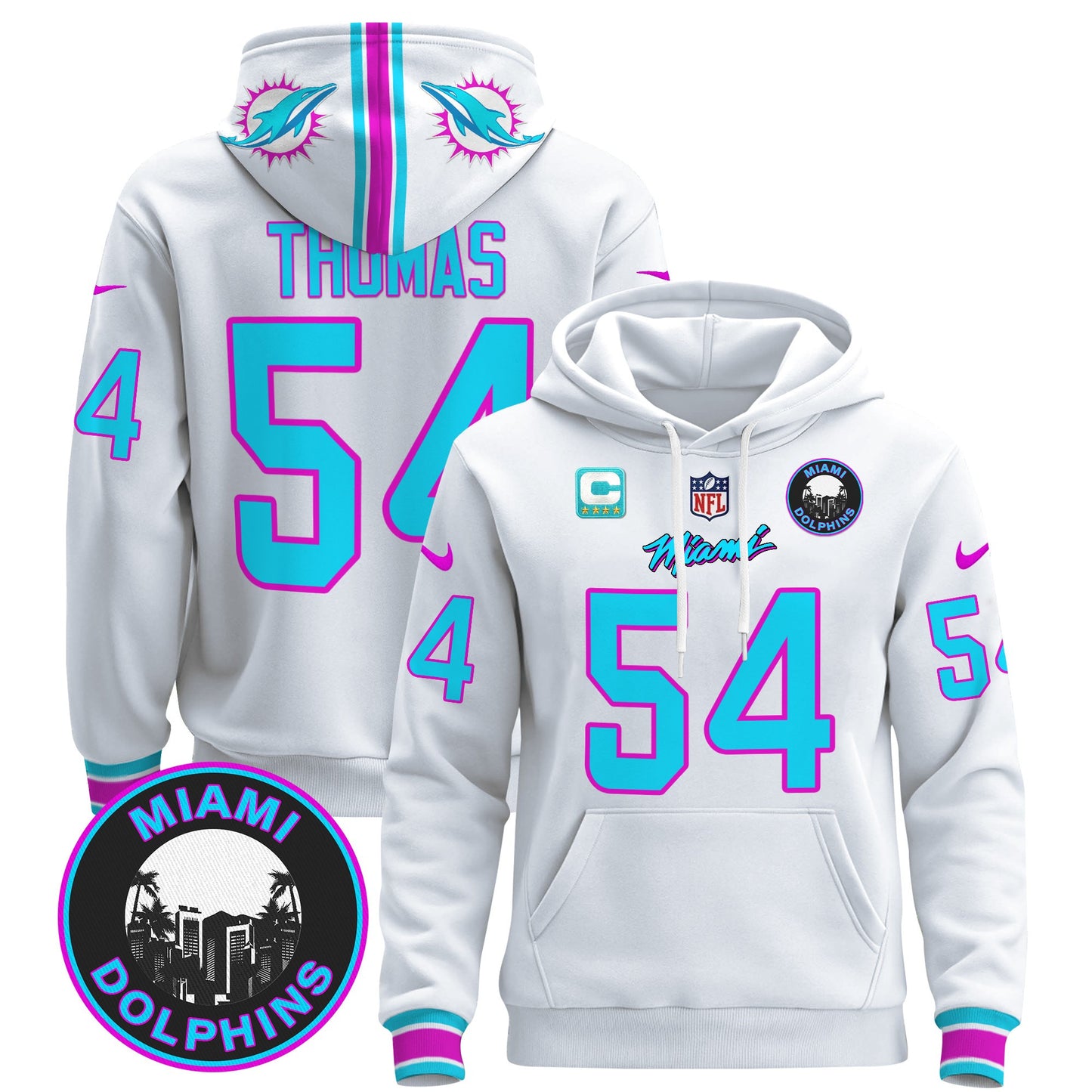 Men's Dolphins "Miami Vice" Pullover Hoodie - All Stitched