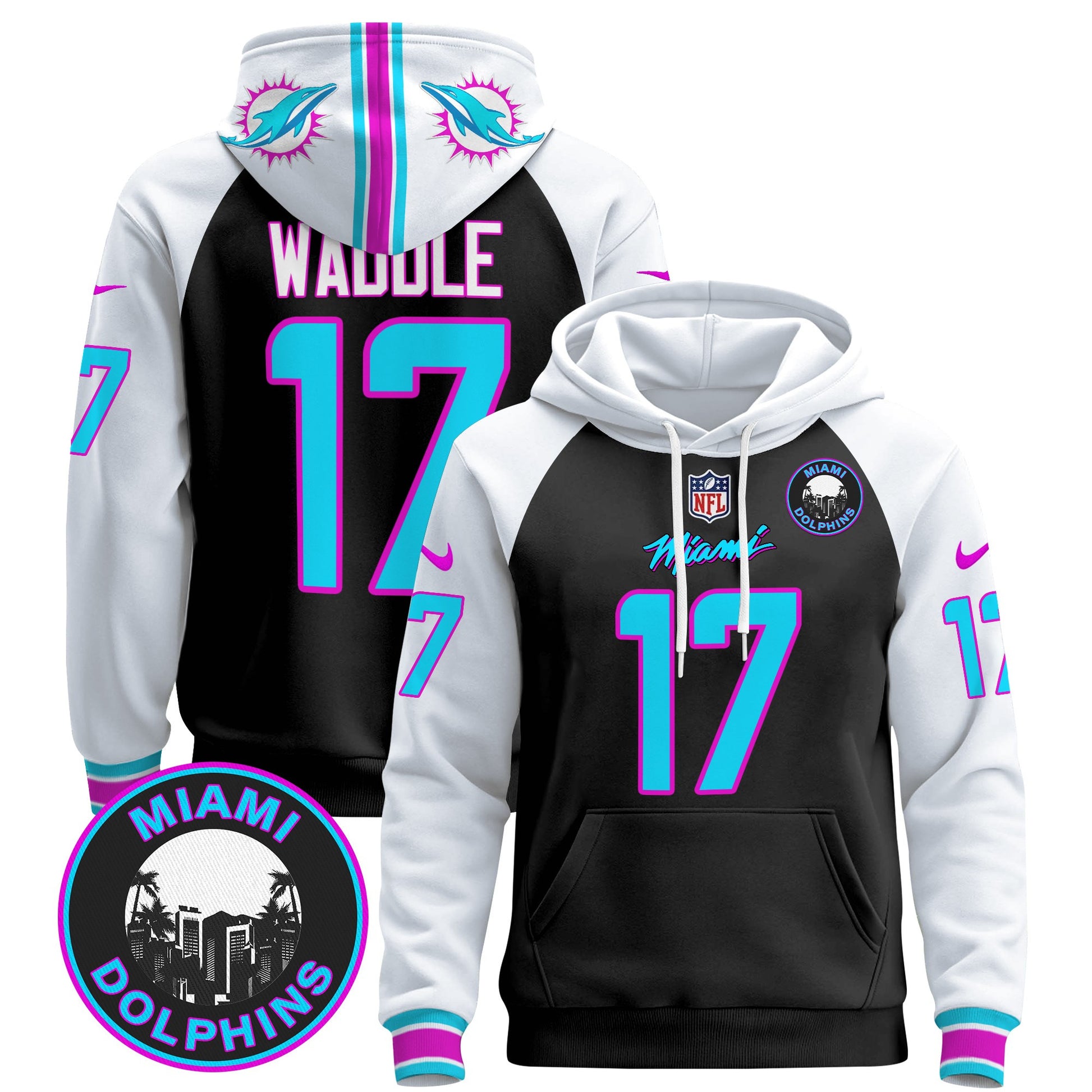 Men's Dolphins "Miami Vice" Pullover Hoodie - All Stitched