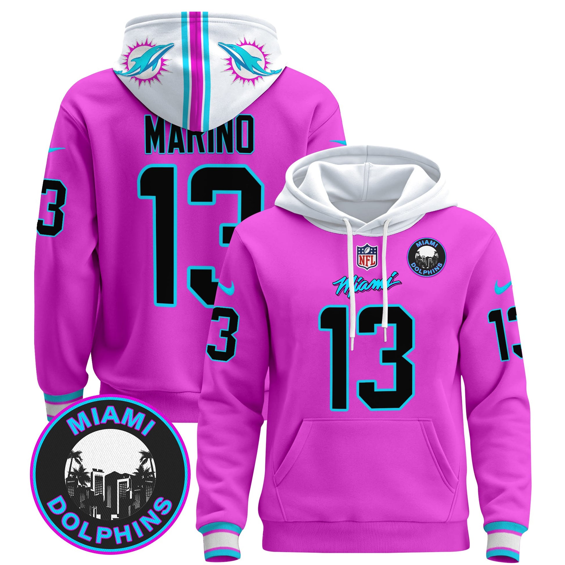 Men's Dolphins "Miami Vice" Pullover Hoodie - All Stitched