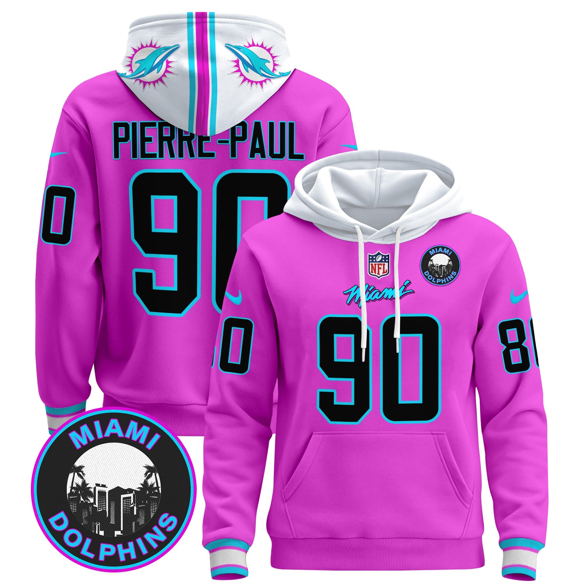 Men's Dolphins "Miami Vice" Pullover Hoodie - All Stitched