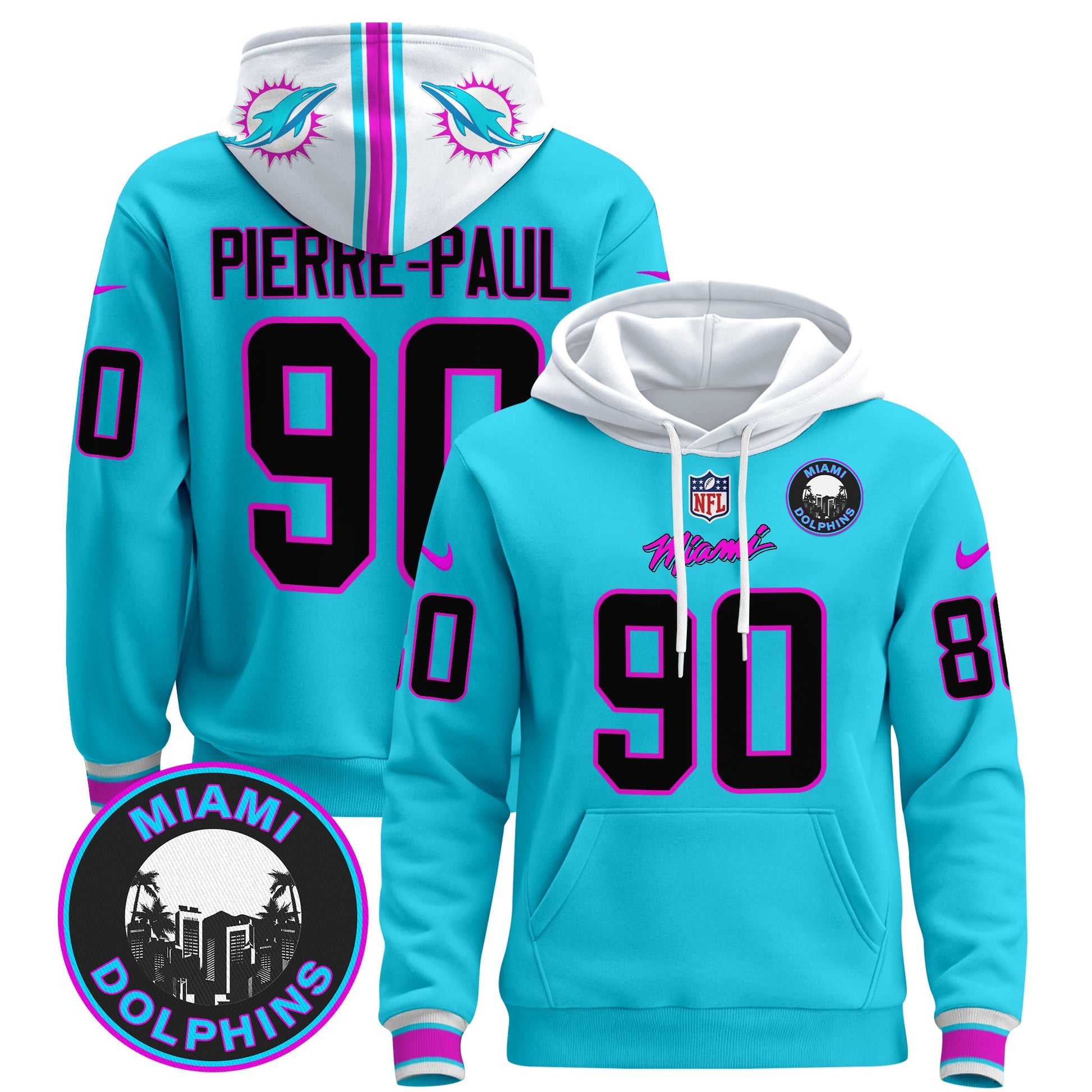 Men's Dolphins "Miami Vice" Pullover Hoodie - All Stitched