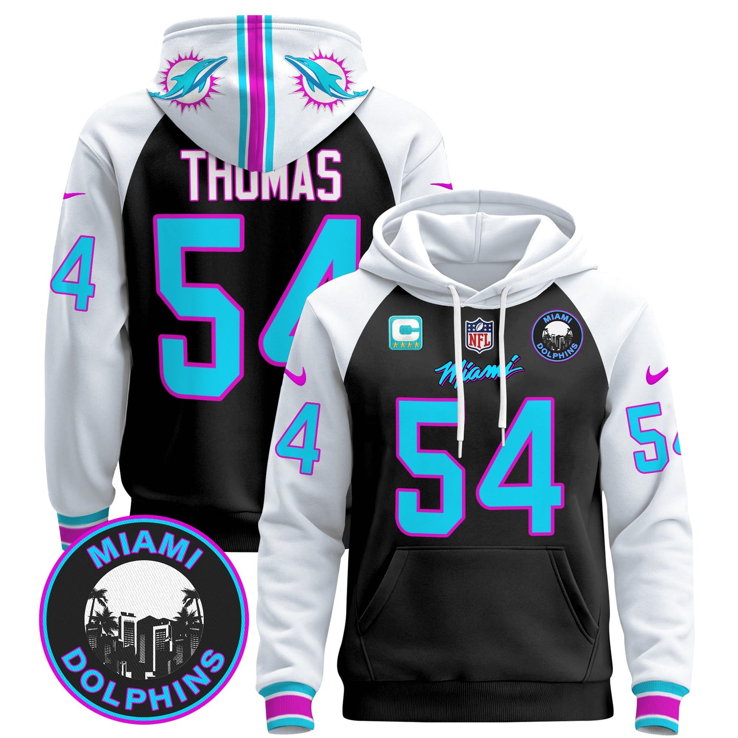 Men's Dolphins "Miami Vice" Pullover Hoodie - All Stitched