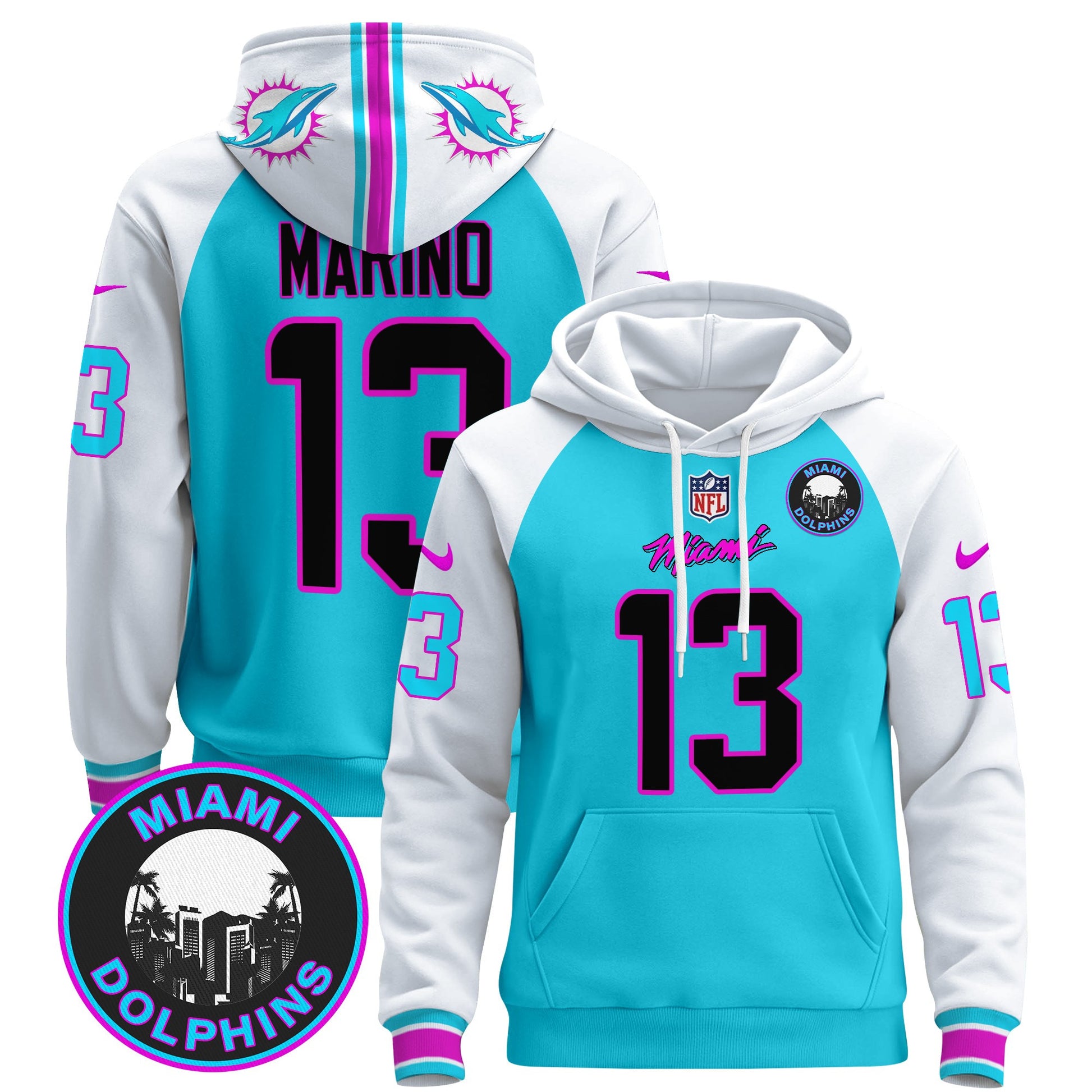 Men's Dolphins "Miami Vice" Pullover Hoodie - All Stitched