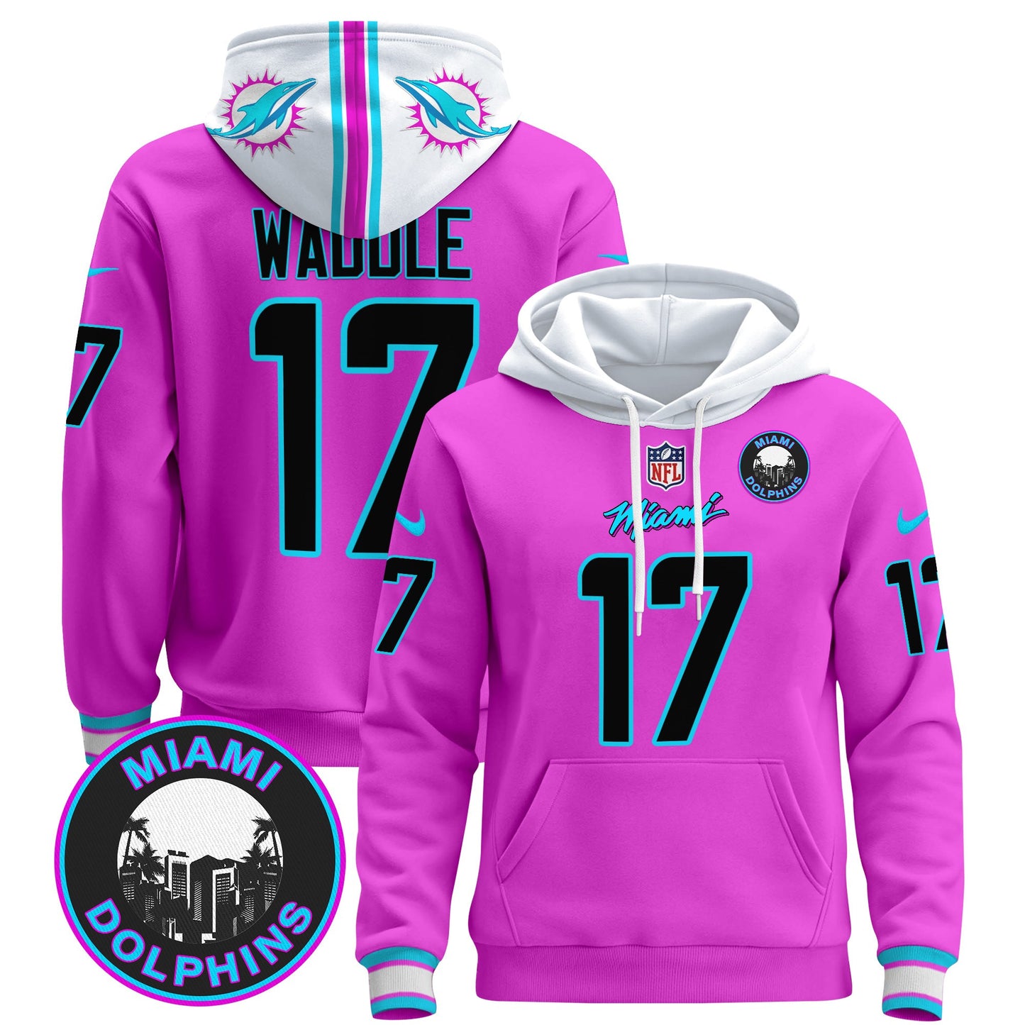 Men's Dolphins "Miami Vice" Pullover Hoodie - All Stitched
