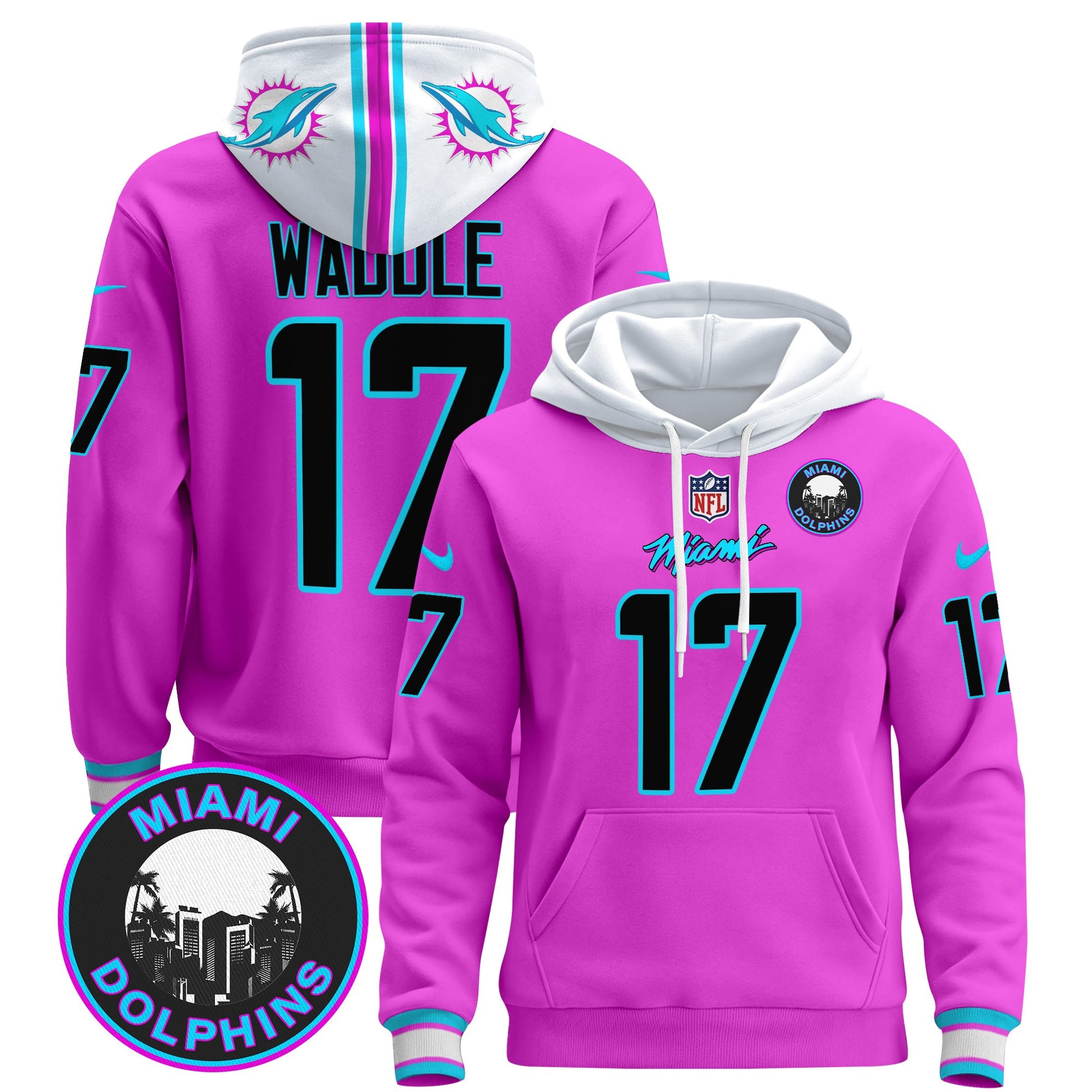 Men's Dolphins "Miami Vice" Pullover Hoodie - All Stitched