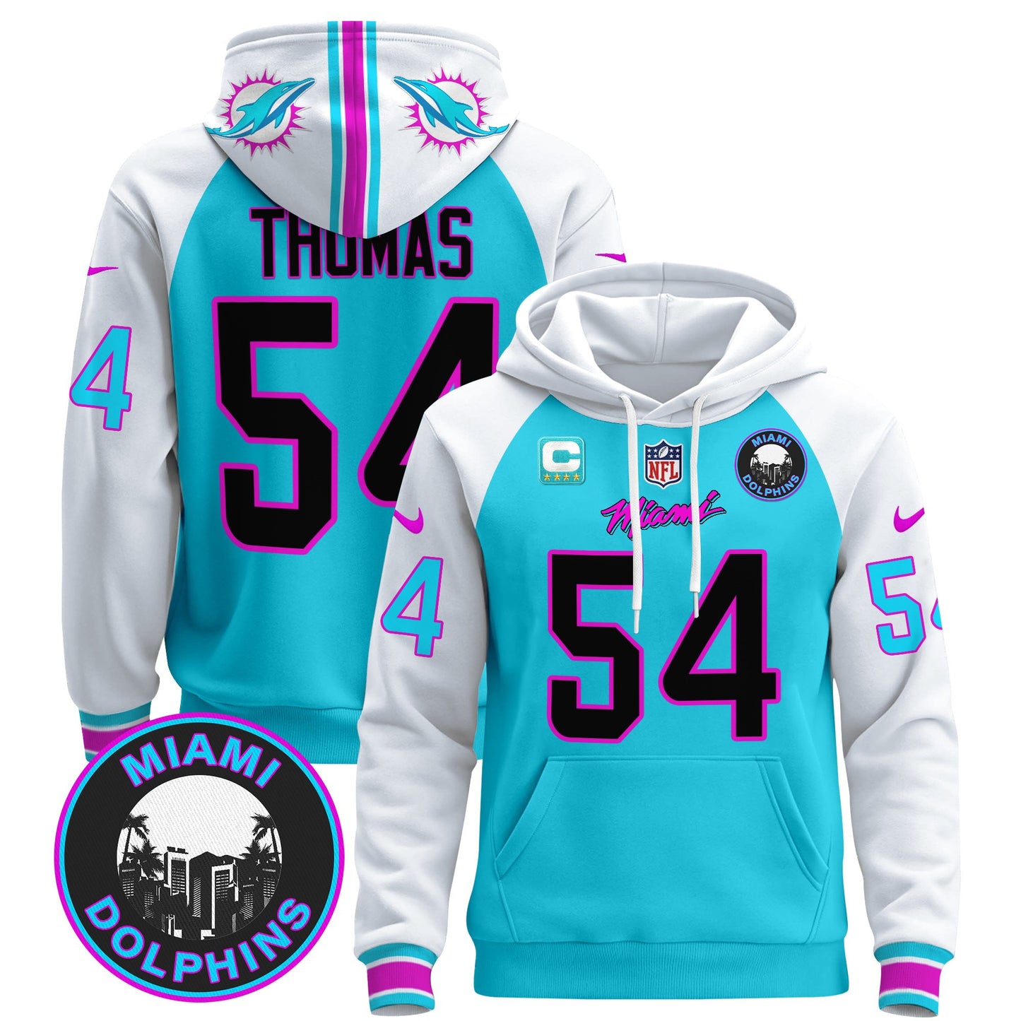 Men's Dolphins "Miami Vice" Pullover Hoodie - All Stitched