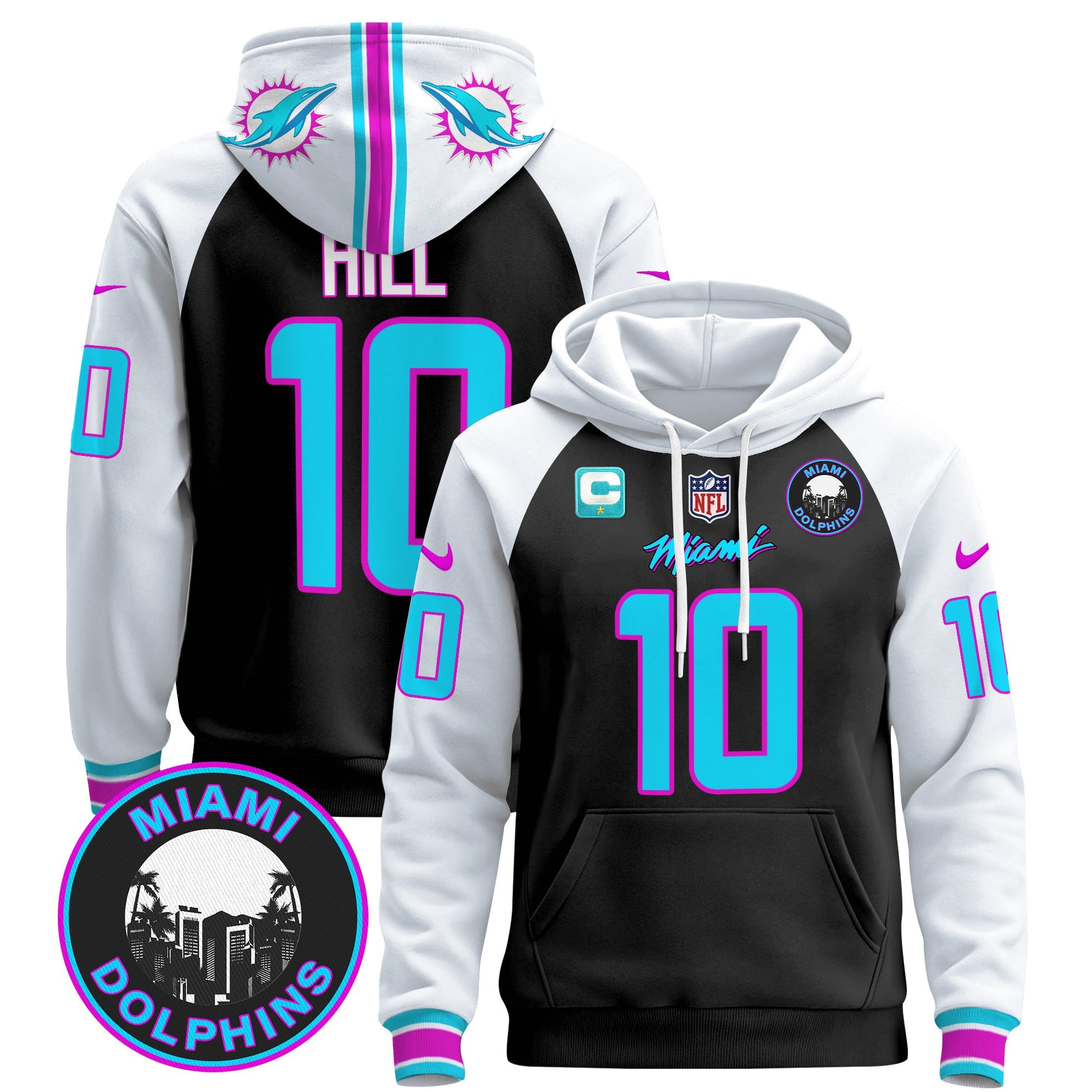 Men's Dolphins "Miami Vice" Pullover Hoodie - All Stitched