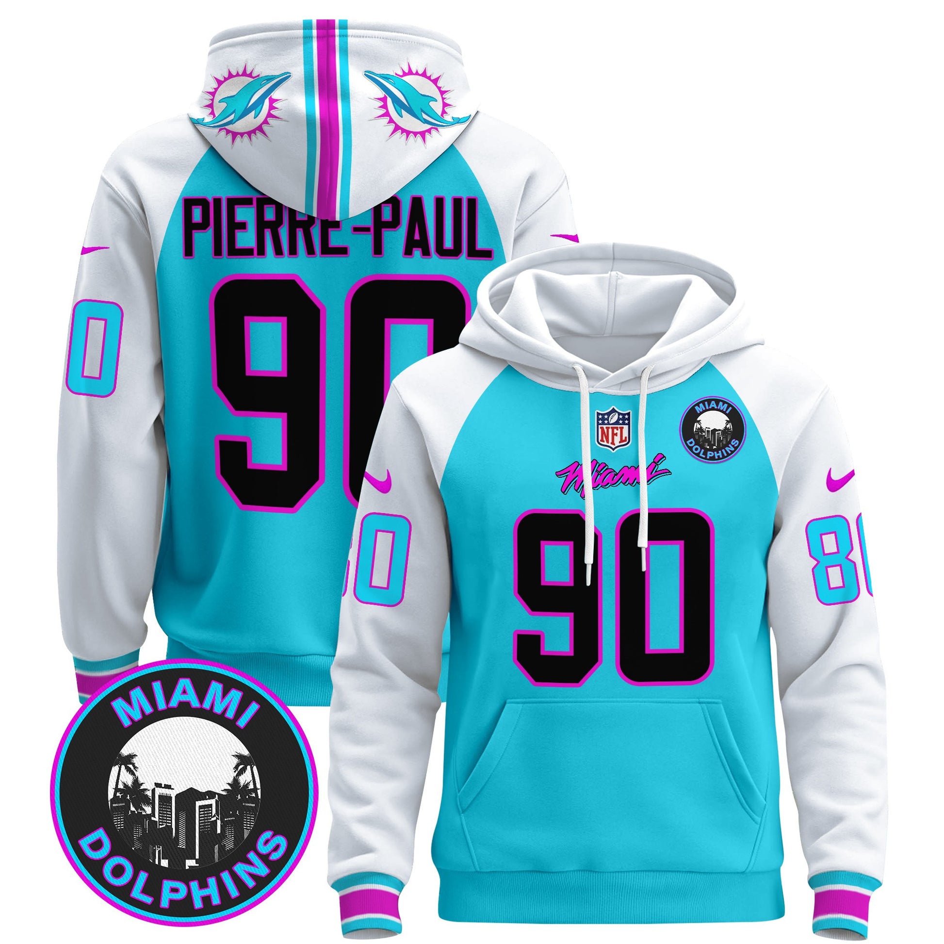 Men's Dolphins "Miami Vice" Pullover Hoodie - All Stitched