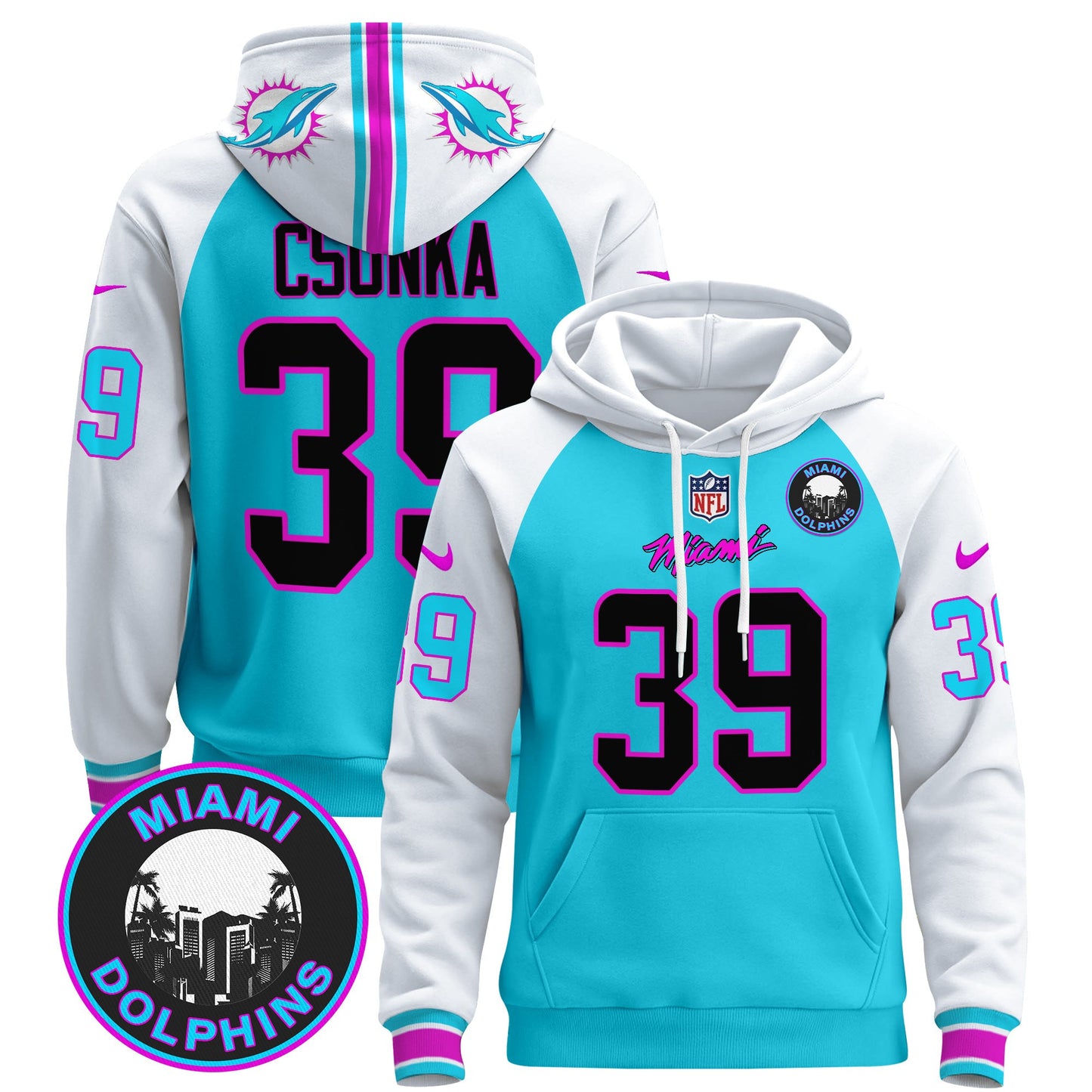 Men's Dolphins "Miami Vice" Pullover Hoodie - All Stitched