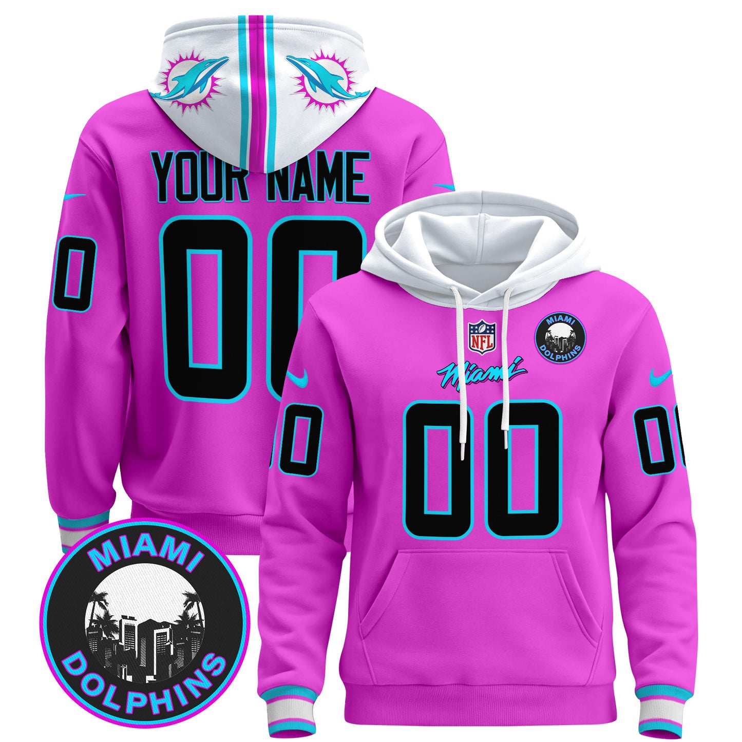 Dolphins "Miami Vice" Custom Pullover Hoodie - All Stitched
