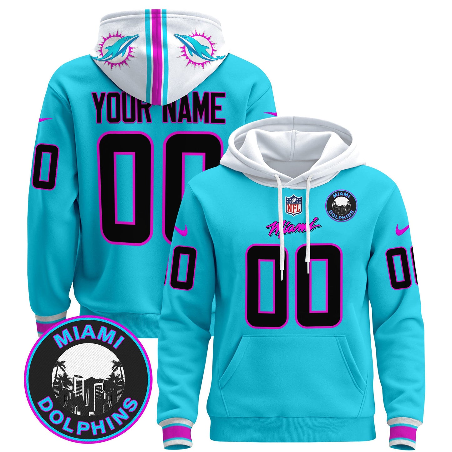 Dolphins "Miami Vice" Custom Pullover Hoodie - All Stitched