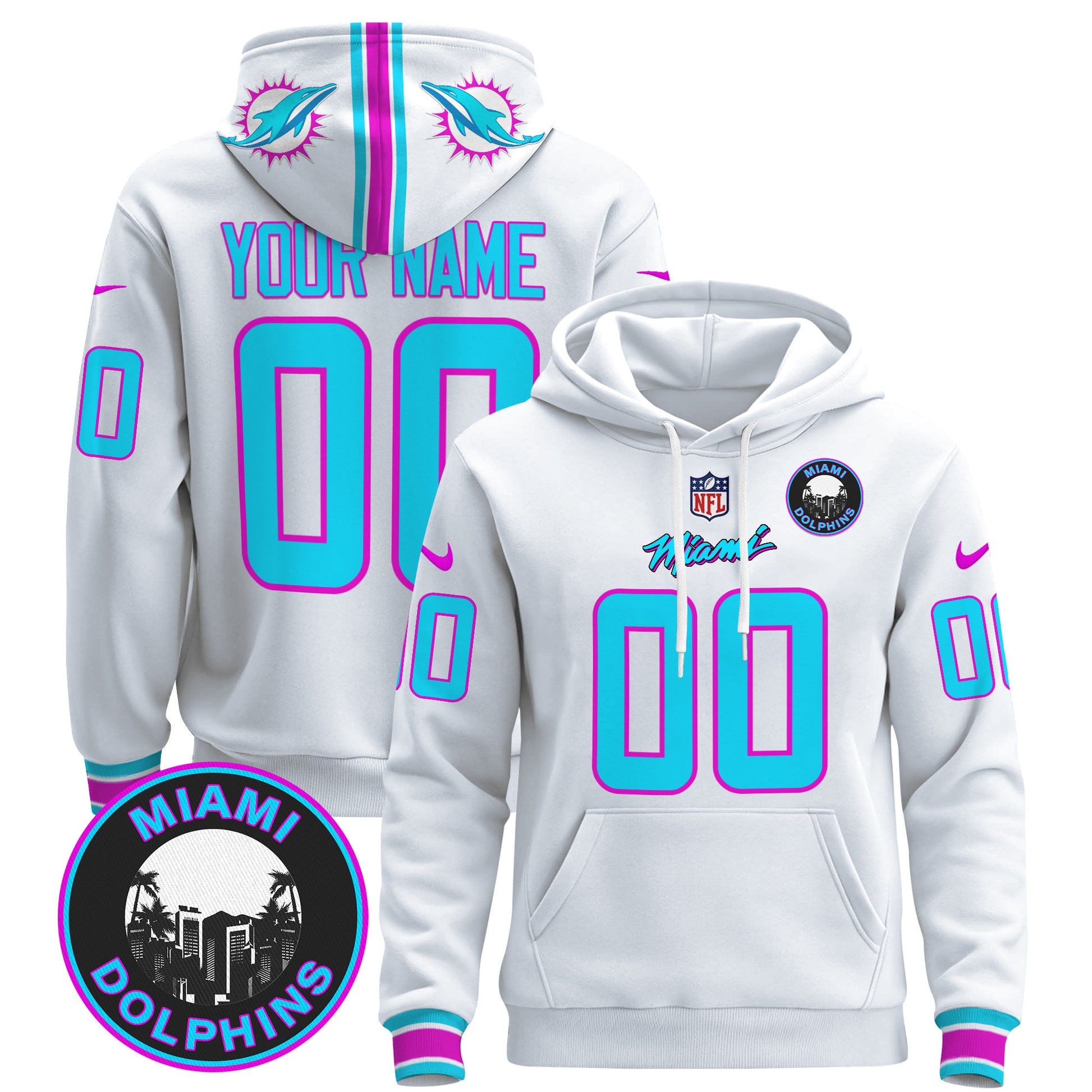 Dolphins "Miami Vice" Custom Pullover Hoodie - All Stitched