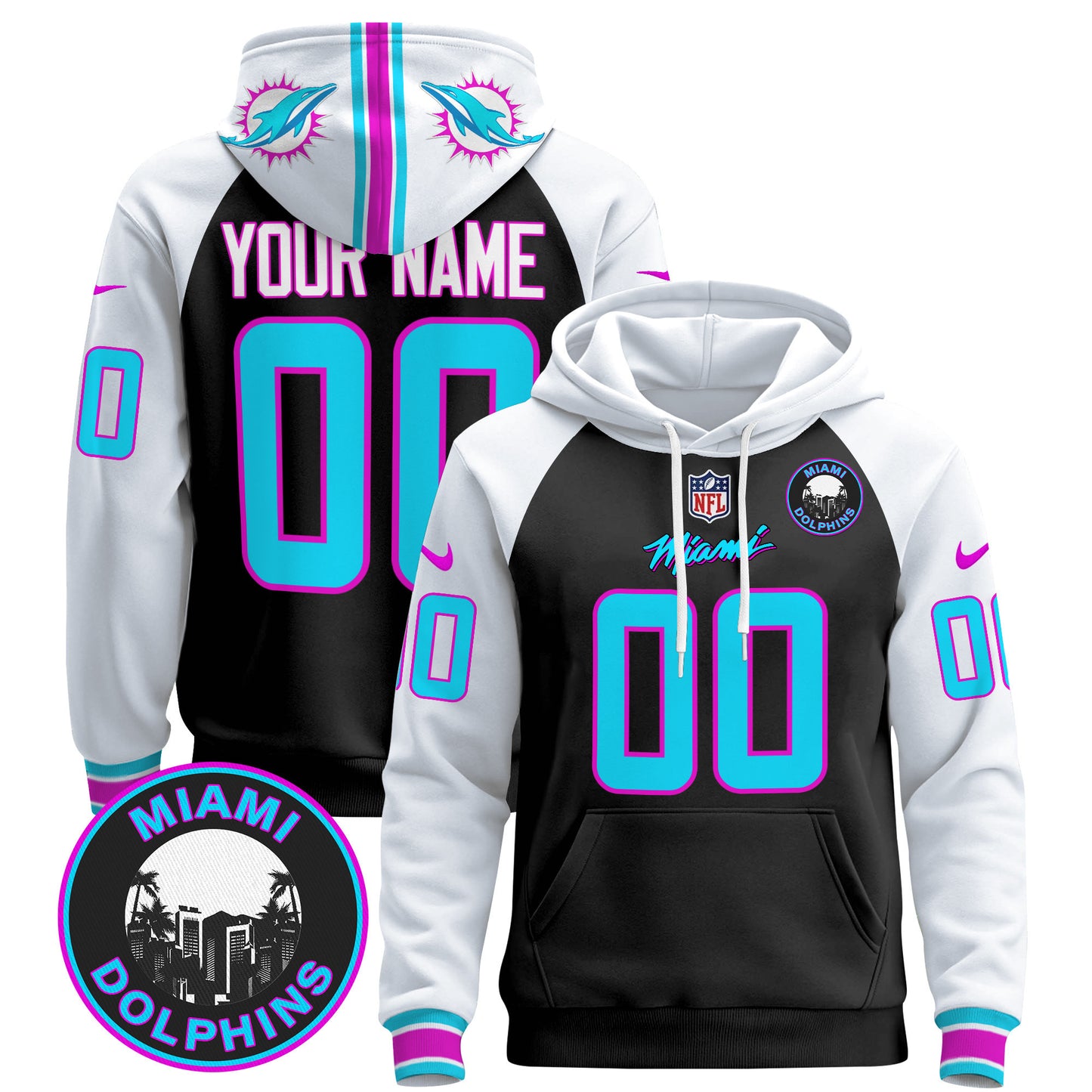 Dolphins "Miami Vice" Custom Pullover Hoodie - All Stitched