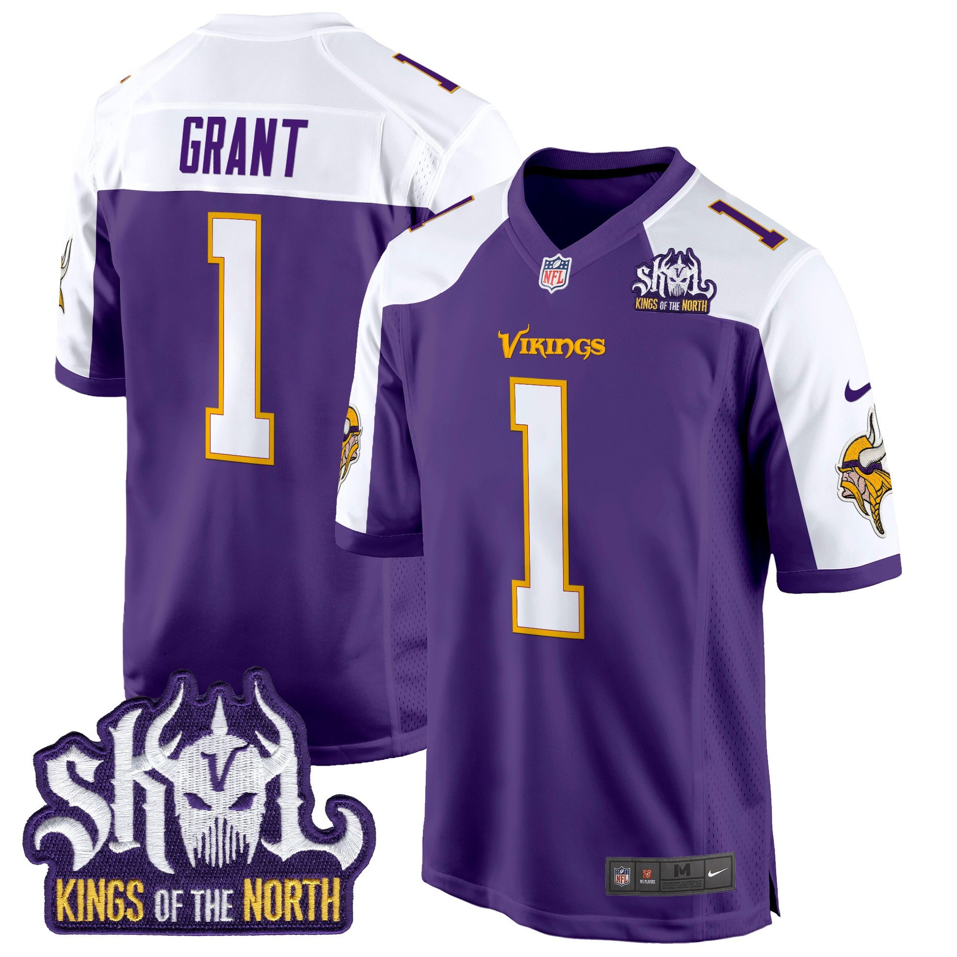 Men's Minnesota Vikings King Of The North Patch Throwback Game Jersey - All Stitched