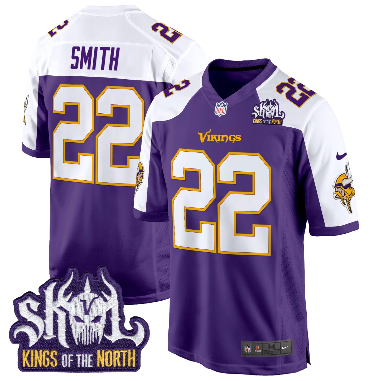 Men's Minnesota Vikings King Of The North Patch Throwback Game Jersey - All Stitched