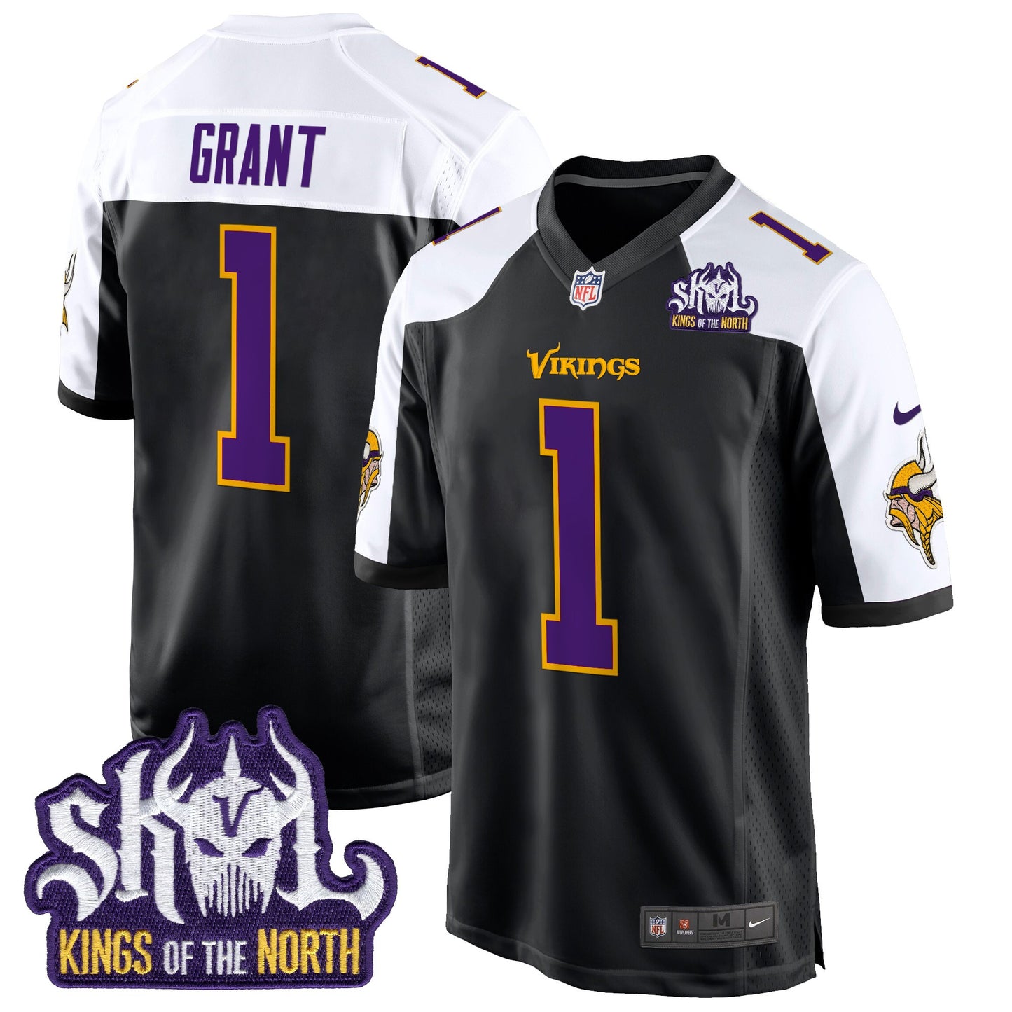 Men's Minnesota Vikings King Of The North Patch Throwback Game Jersey - All Stitched