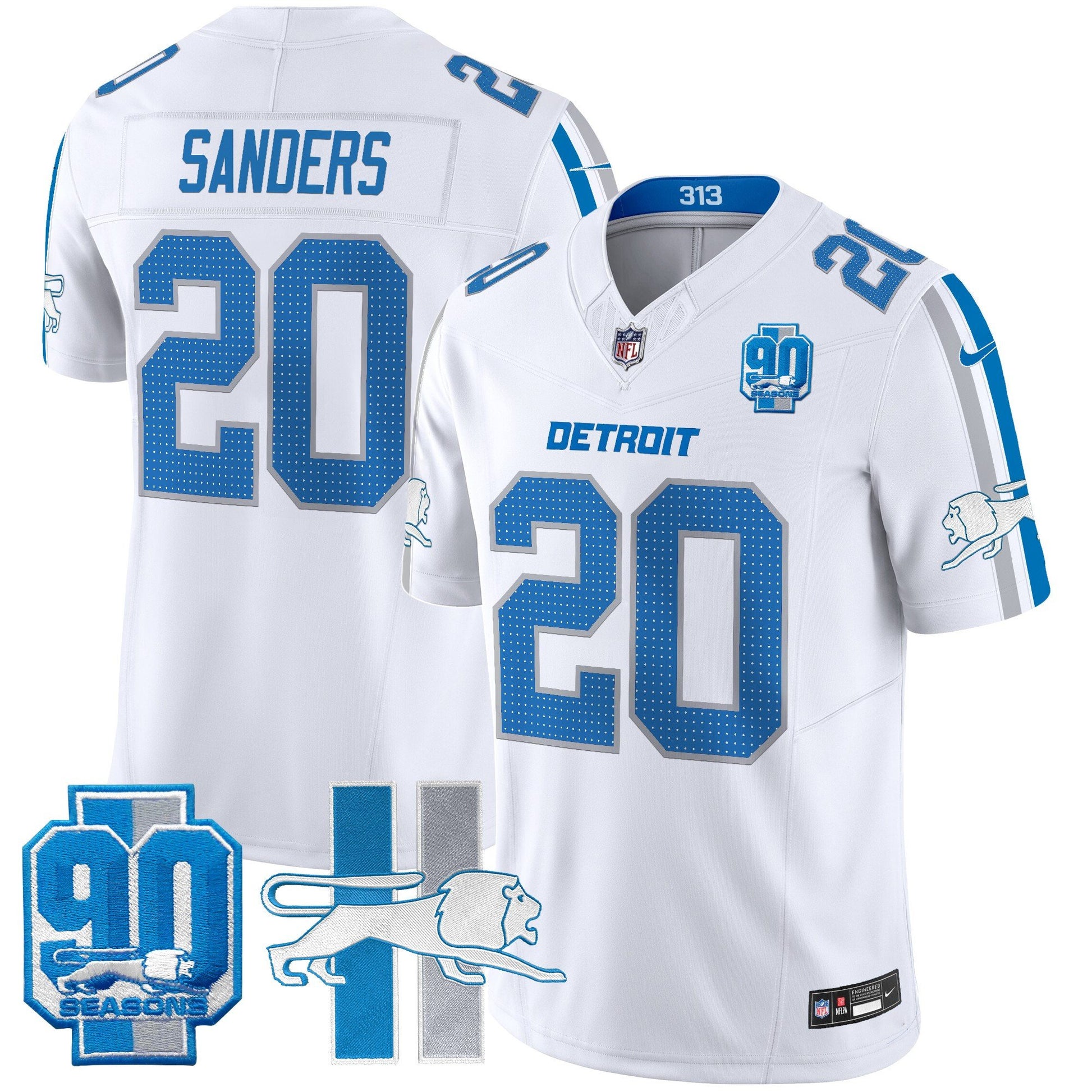 Men's Detroit Lions Throwback 90th Year Patch Vapor Limited Jersey - All Stitched