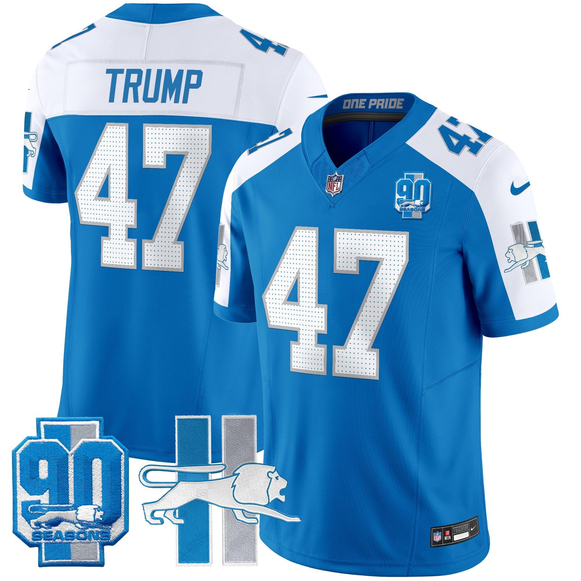 Men's Detroit Lions Throwback 90th Year Patch Vapor Limited Jersey - All Stitched