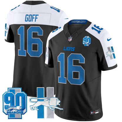 Men's Detroit Lions Throwback 90th Year Patch Vapor Limited Jersey - All Stitched
