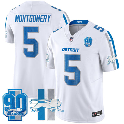 Men's Detroit Lions Throwback 90th Year Patch Vapor Limited Jersey - All Stitched