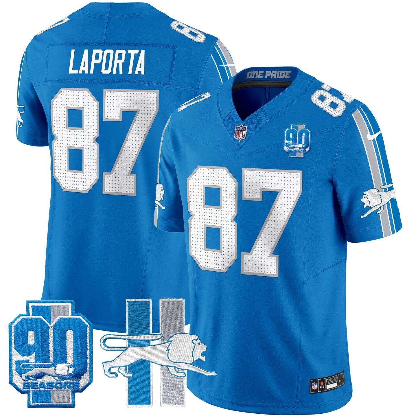 Men's Detroit Lions Throwback 90th Year Patch Vapor Limited Jersey - All Stitched