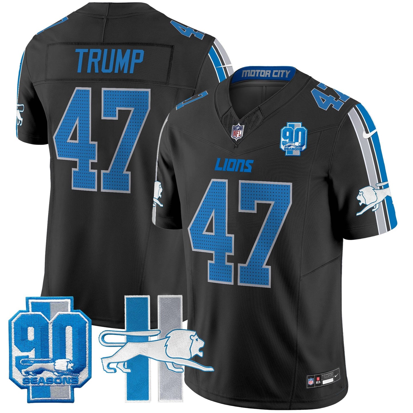 Men's Detroit Lions Throwback 90th Year Patch Vapor Limited Jersey - All Stitched
