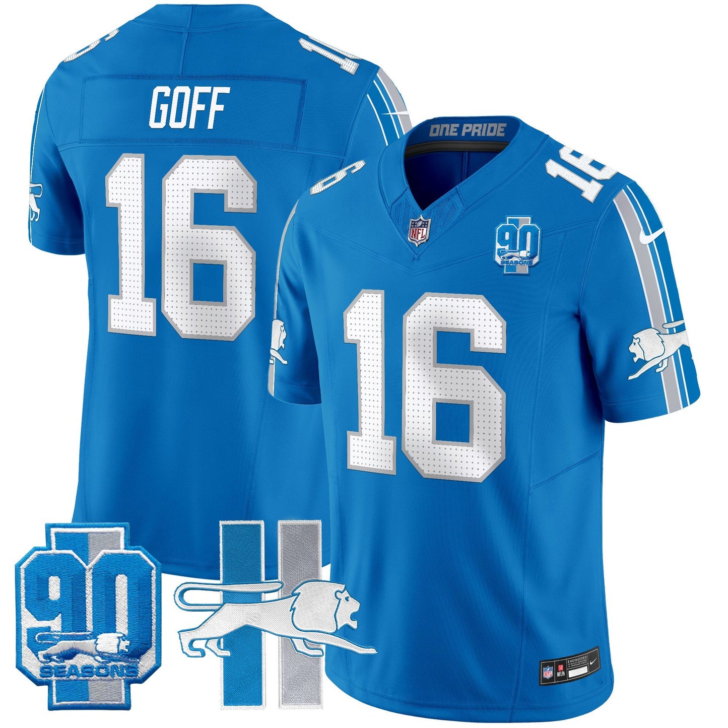 Men's Detroit Lions Throwback 90th Year Patch Vapor Limited Jersey - All Stitched