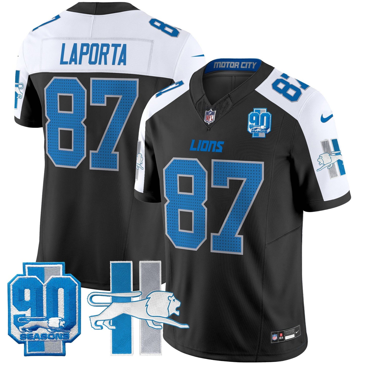 Men's Detroit Lions Throwback 90th Year Patch Vapor Limited Jersey - All Stitched
