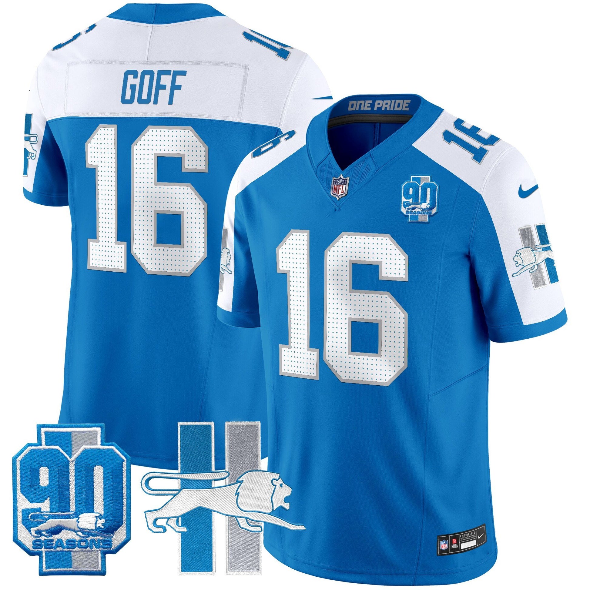 Men's Detroit Lions Throwback 90th Year Patch Vapor Limited Jersey - All Stitched