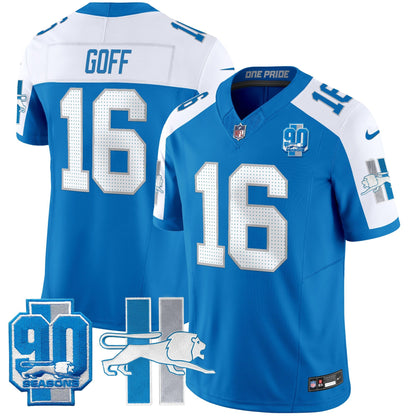 Men's Detroit Lions Throwback 90th Year Patch Vapor Limited Jersey - All Stitched