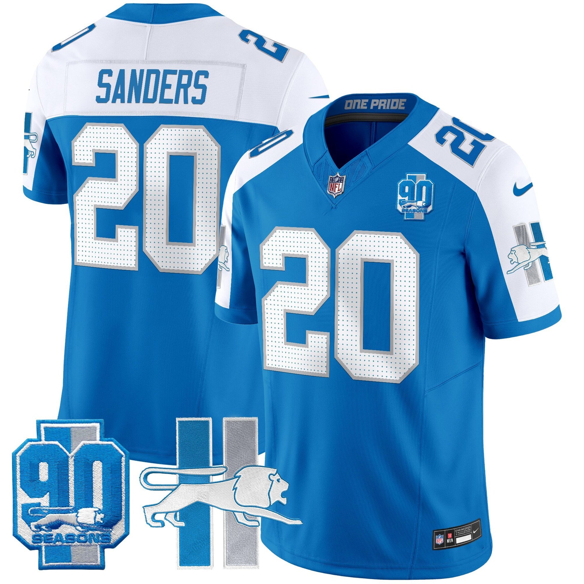 Men's Detroit Lions Throwback 90th Year Patch Vapor Limited Jersey - All Stitched