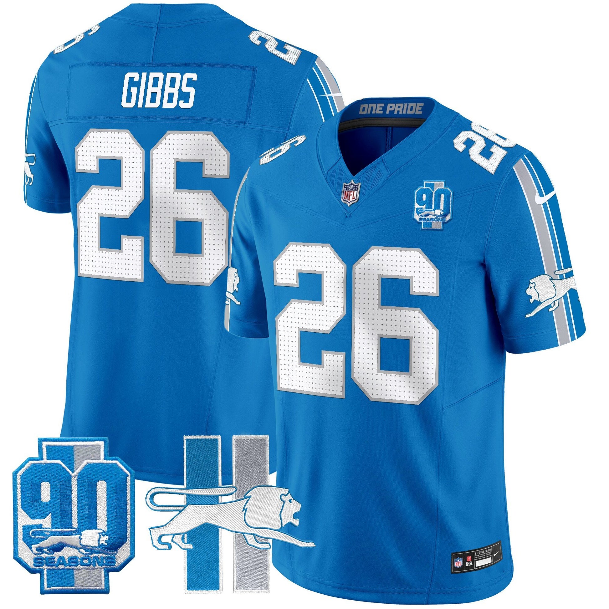 Men's Detroit Lions Throwback 90th Year Patch Vapor Limited Jersey - All Stitched