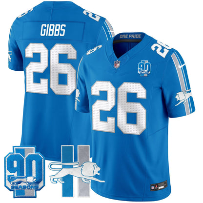 Men's Detroit Lions Throwback 90th Year Patch Vapor Limited Jersey - All Stitched