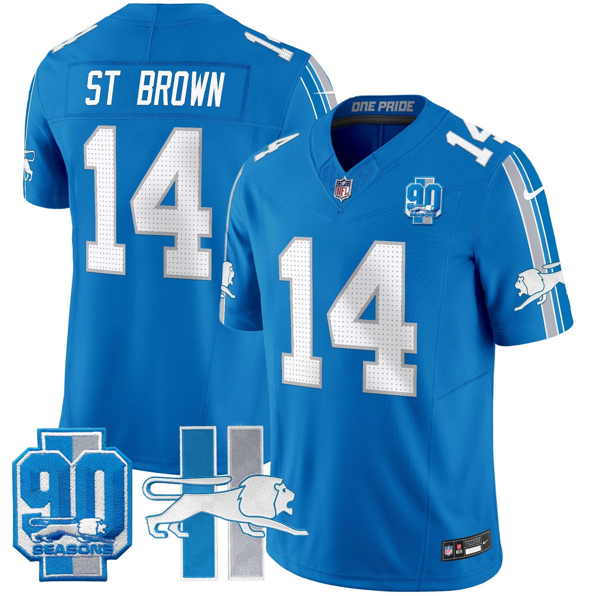 Men's Detroit Lions Throwback 90th Year Patch Vapor Limited Jersey - All Stitched