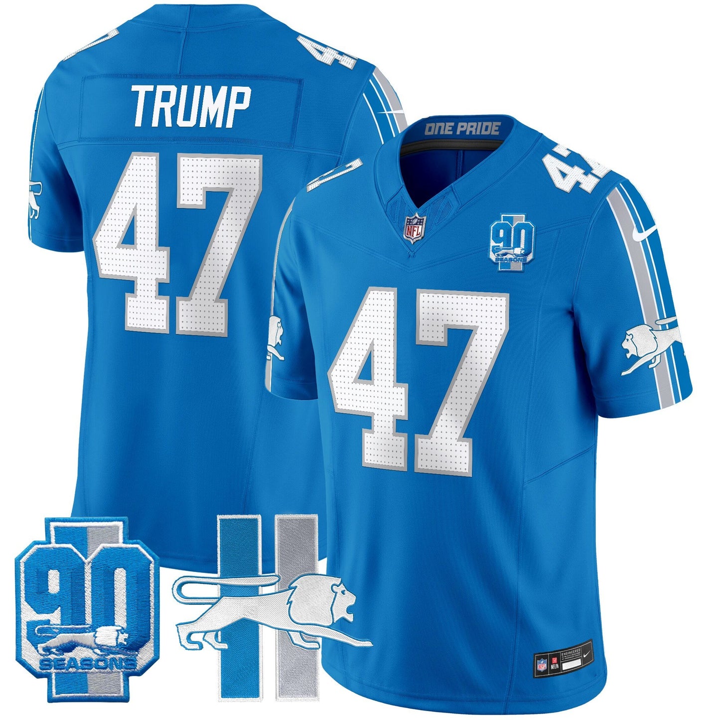 Men's Detroit Lions Throwback 90th Year Patch Vapor Limited Jersey - All Stitched