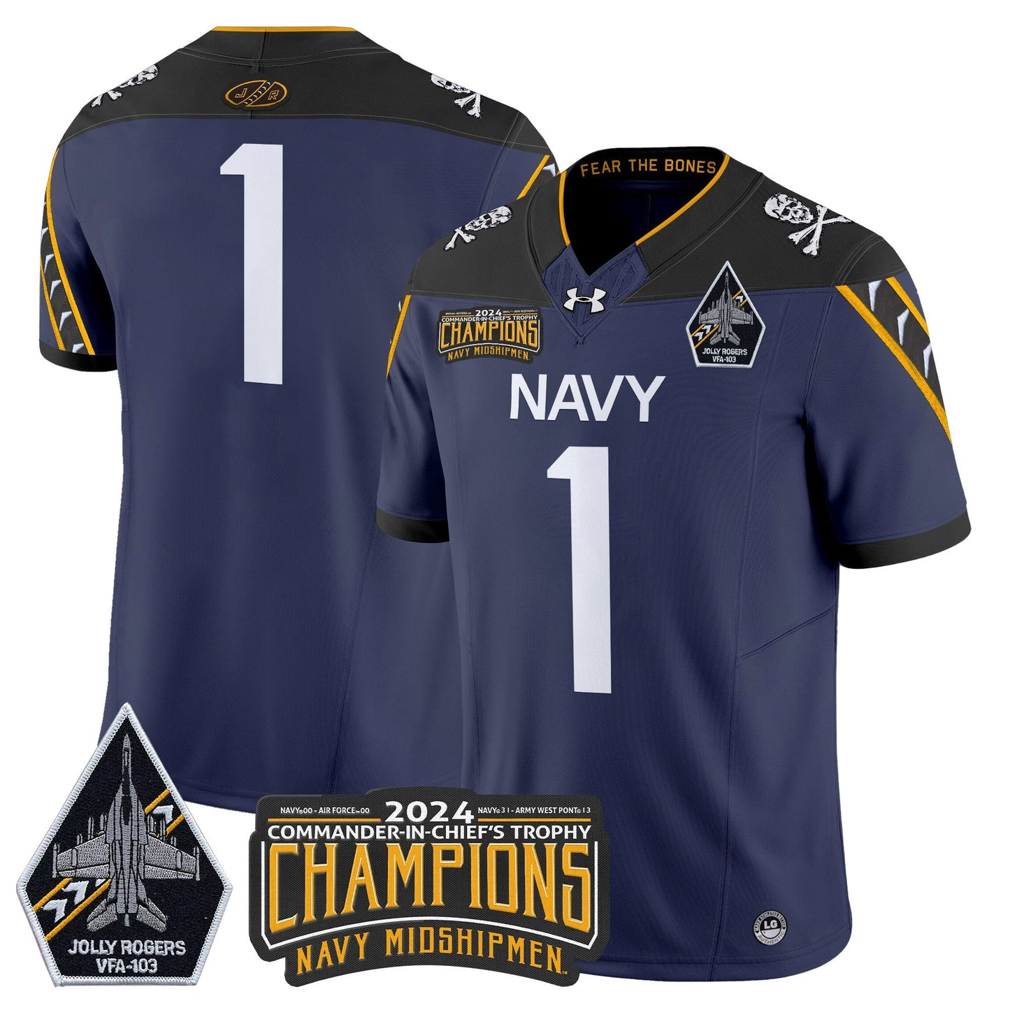 Navy Midshipmen 2024 Commander-In-Chief's Trophy Champions Patch Vapor Limited Jersey - All Stitched