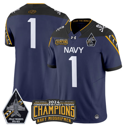 Navy Midshipmen 2024 Commander-In-Chief's Trophy Champions Patch Vapor Limited Jersey - All Stitched